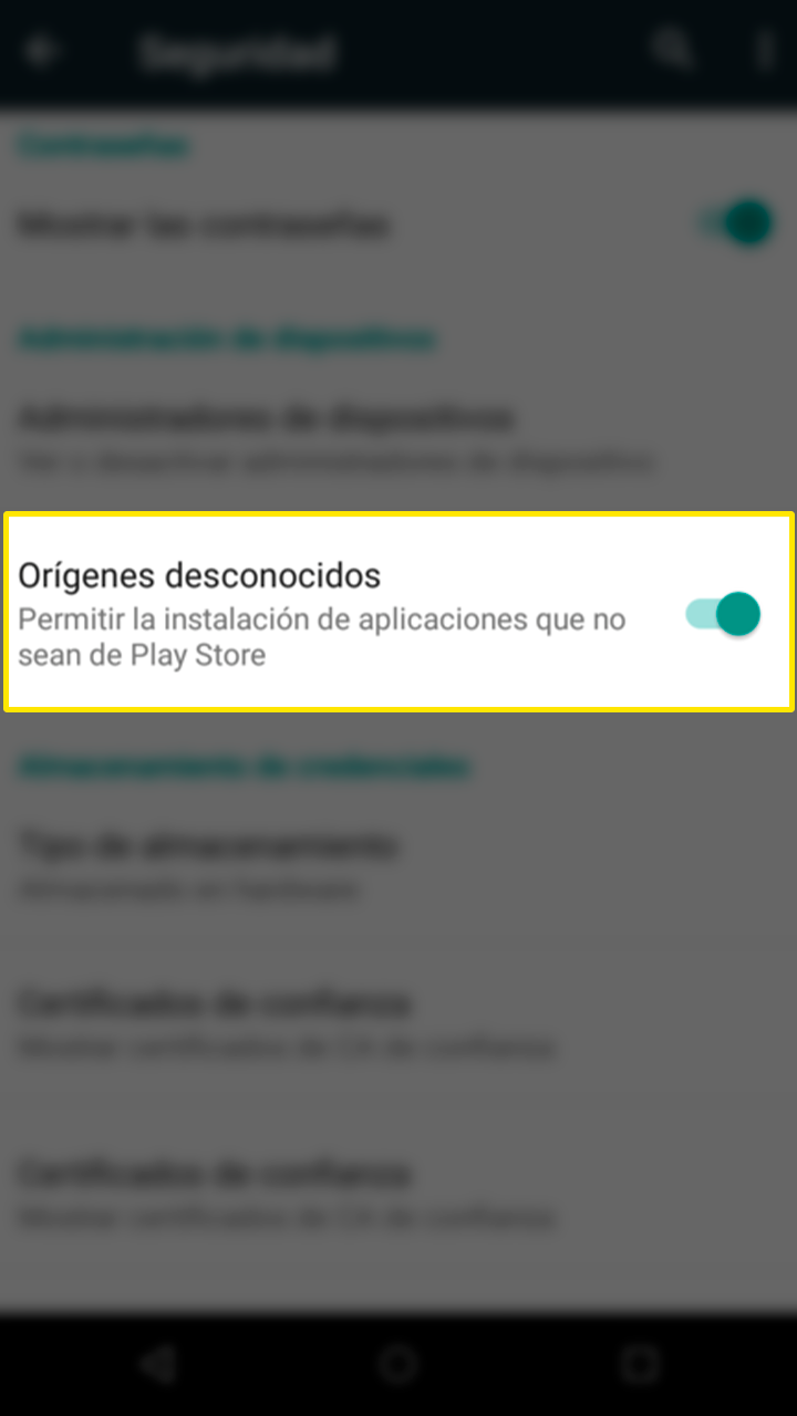 Ajustes de seguridad para permitir la aplicación Bet365 móvil.