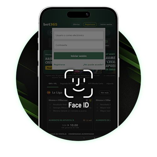 Seguridad con Face ID y Touch ID en Bet365.
