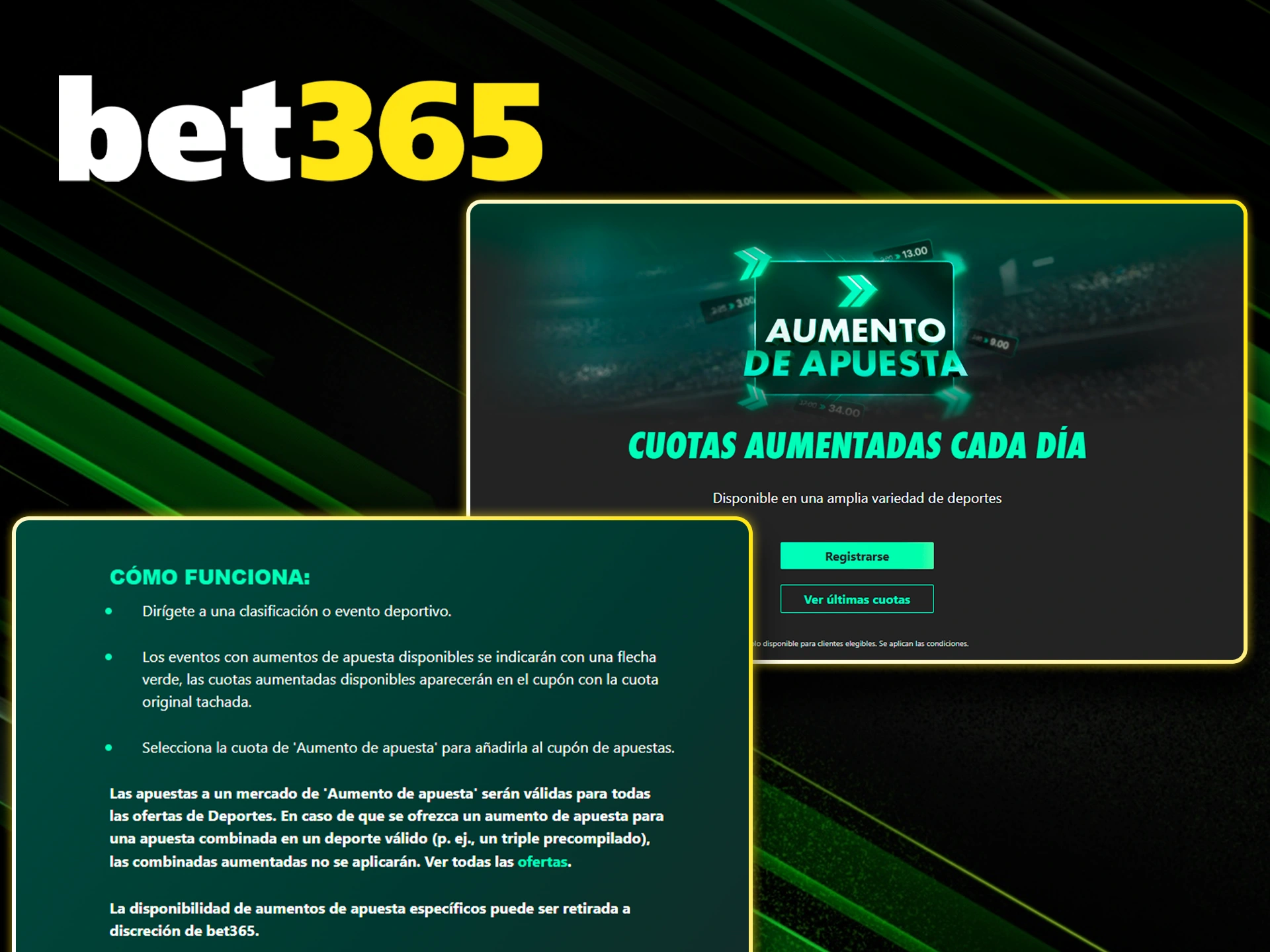 Mejora de cuotas para mercados seleccionados dentro de Bet365.