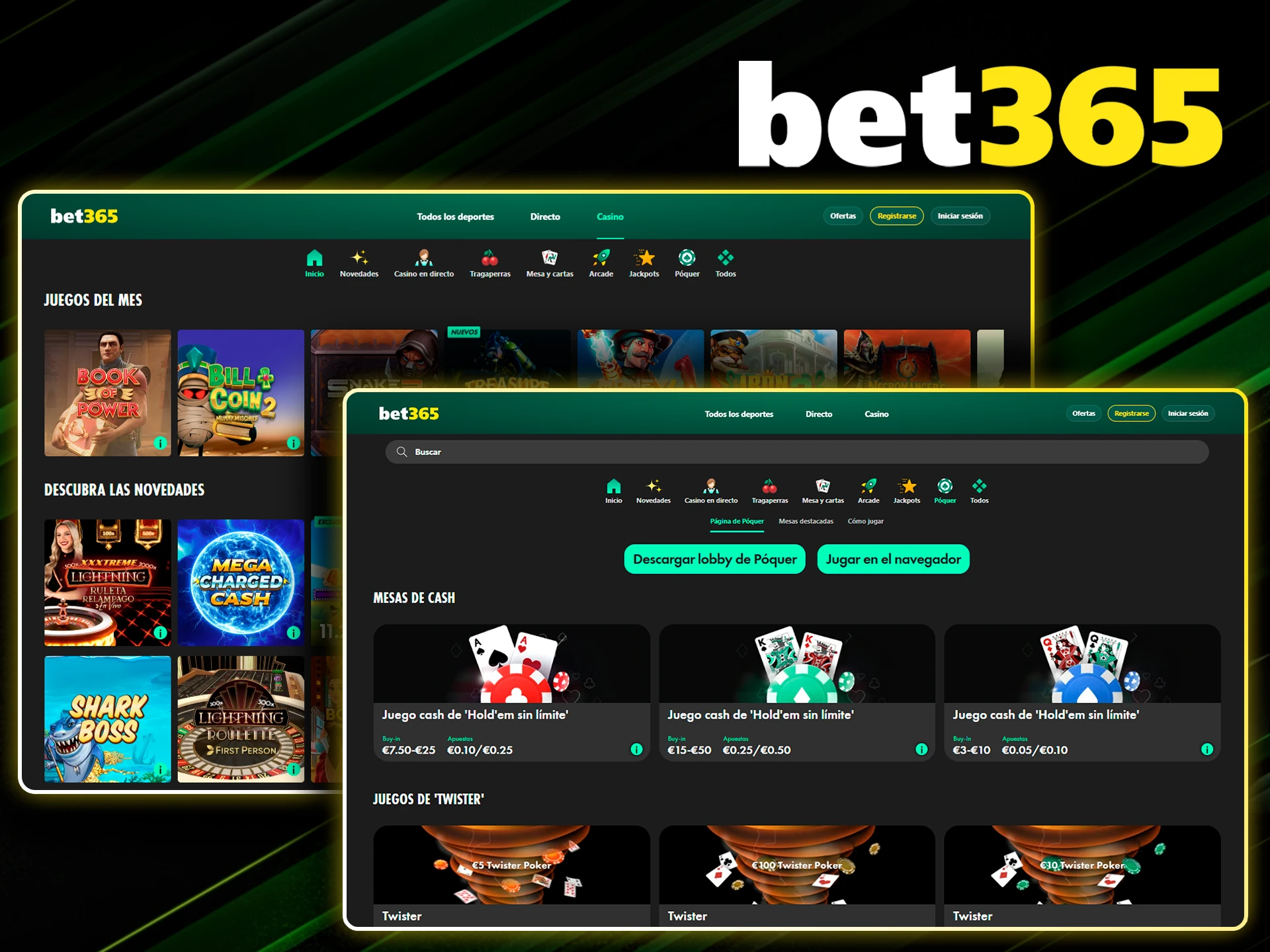 Juega a las tragaperras, ruleta y póker online en Bet365.