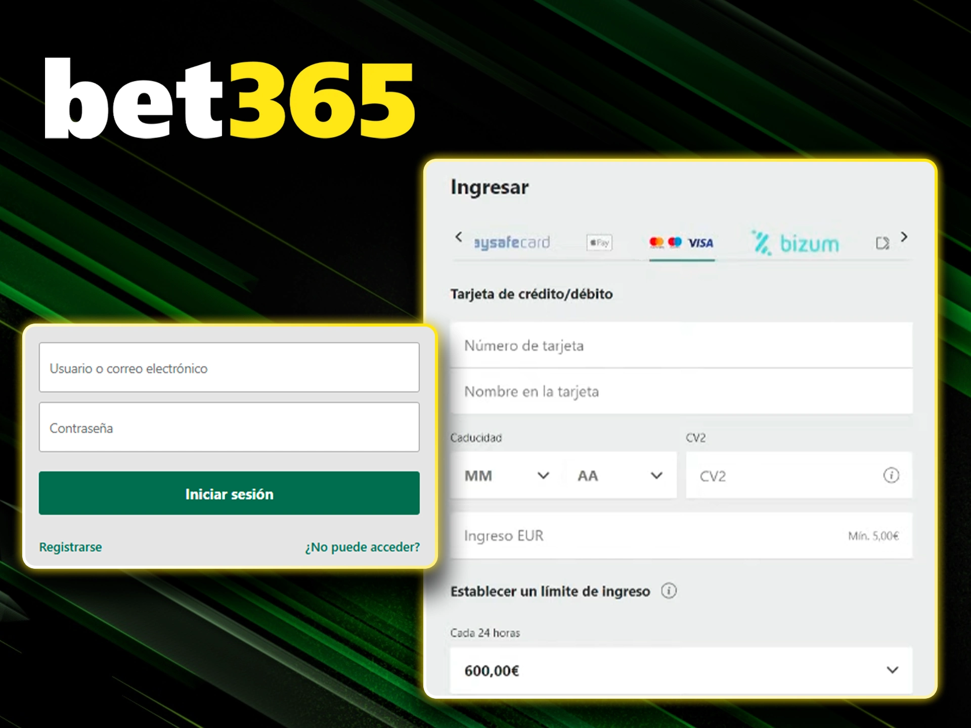 Tutorial gráfico para añadir saldo a tu cuenta Bet365.